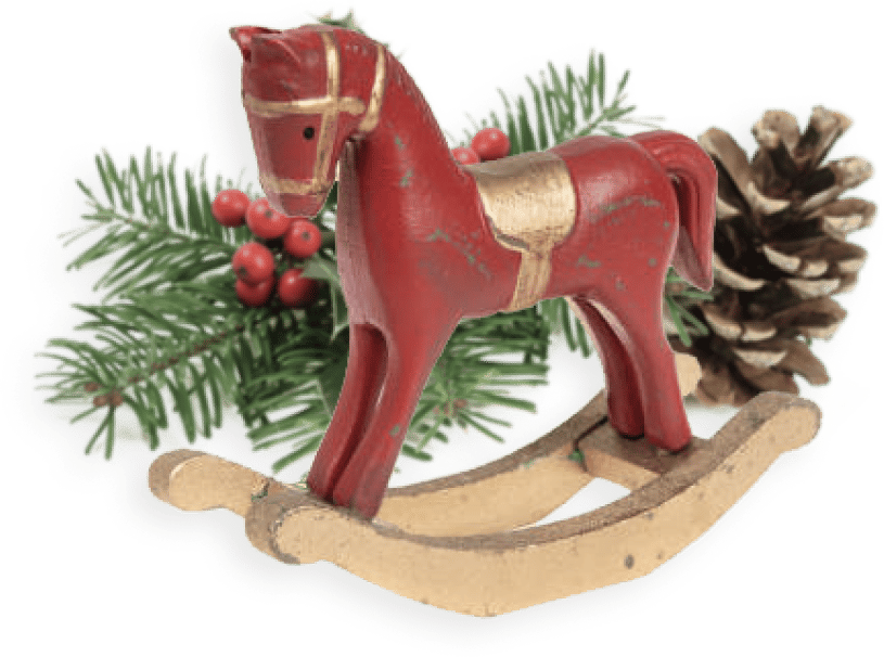 A red rocking horse that was part of the Christmas commercial for Playstation