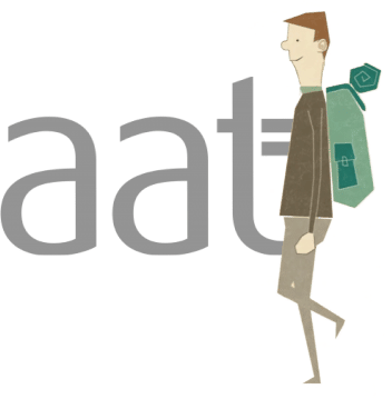 Hand-drawn animated character of a man walking with a backpack on for the AAT explainer video