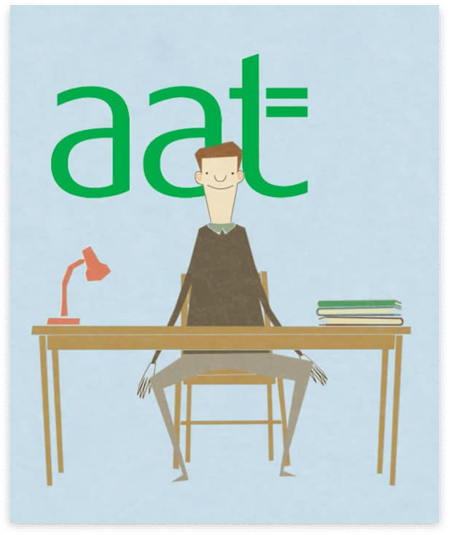 AAT hand-drawn animation character sitting at a desk. AAT client testimonal