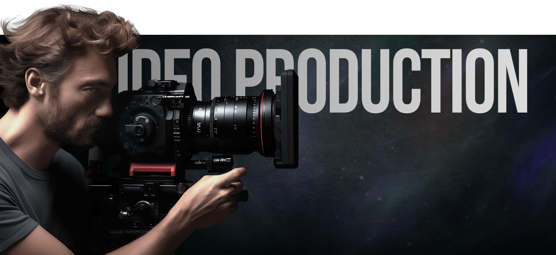 A Person Operates A Professional Video Camera With The Text &Quot;Video Production&Quot; Displayed Prominently In The Background. The Scene Has A Dark, Cinematic Atmosphere With Subtle Lighting Highlighting The Subject And The Camera. A person operates a professional video camera with the text "VIDEO PRODUCTION" displayed prominently in the background. The scene has a dark, cinematic atmosphere with subtle lighting highlighting the subject and the camera.